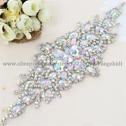 1 pezzo Più Artiglio AB di Cristallo Del Rhinestone Appliques Toppe E Stemmi Hot Fix di Vetro Strass Motif Ferro Sul Sash Nuziale Della Cinghia FA-949