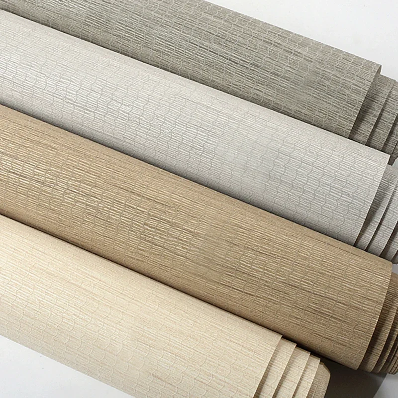 

Modern Simple Solid Color Straw Linen Wallpaper Non-woven Grey Wall Paper Roll Living Room Bedroom TV Background Wall Home Decor