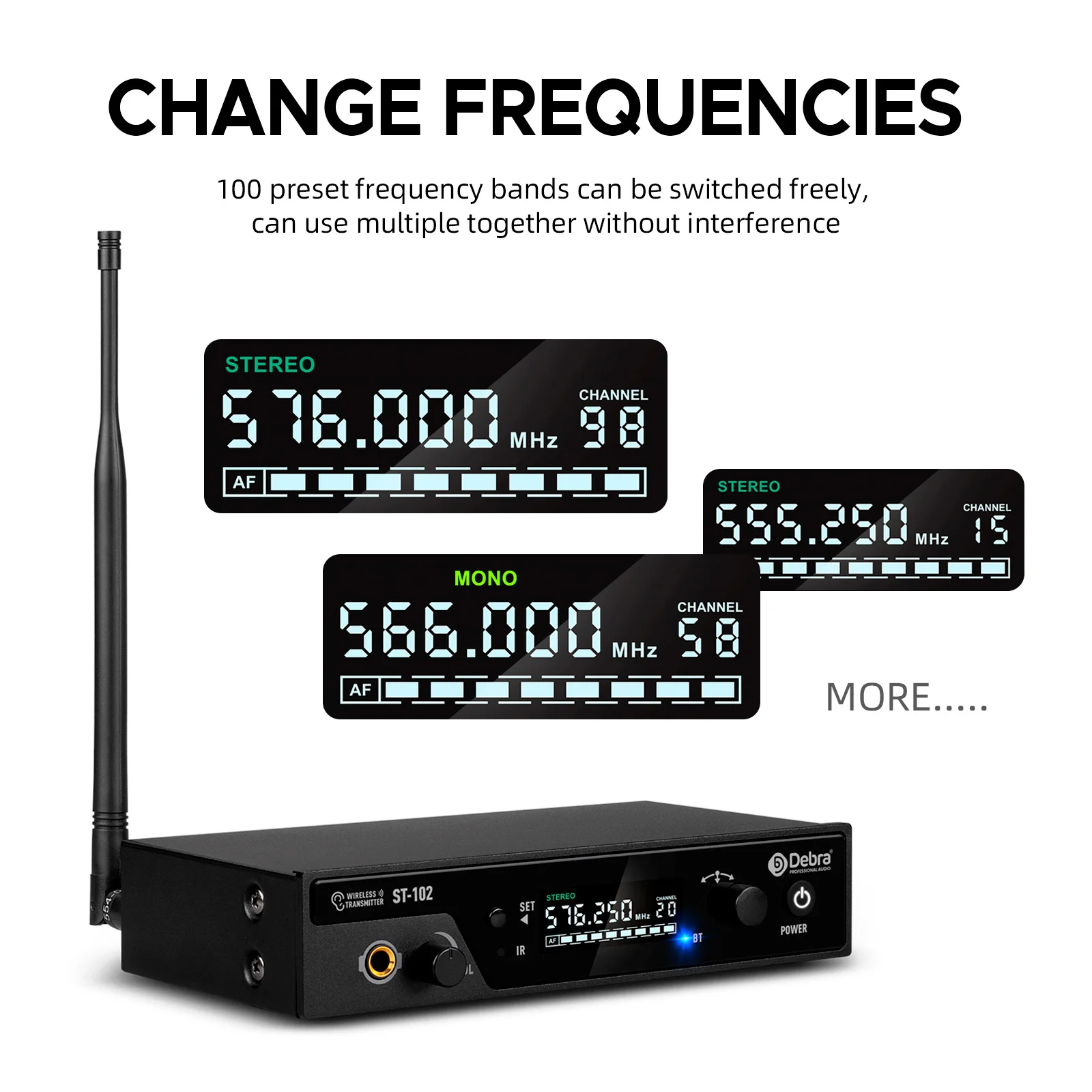 ST-102 Stereo UHF IEM Wireless Monitoring System Headset UHF Signal Transmission, Suitable For Stage Performance