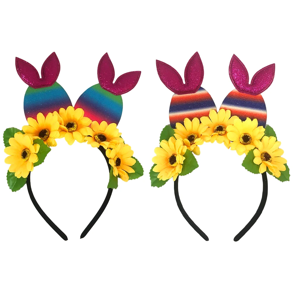 

2pcs Rabbit Ears Hair Accessories Decorative Hoop Headband Girls Easter Party Lovely Headdress Photo Props Birthday Cosplay