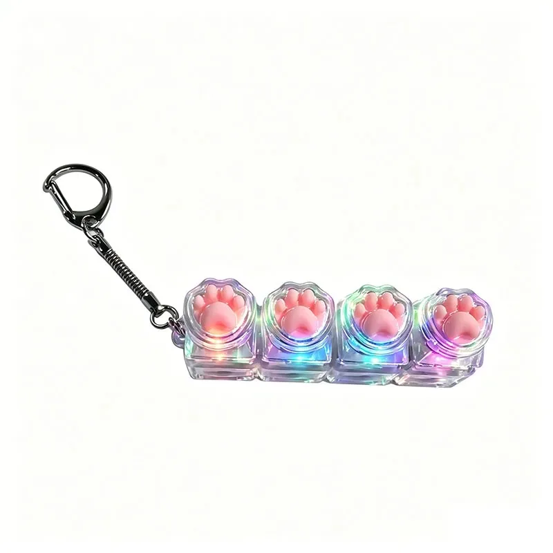 !Clickable Keyboard Keychain LED Light - Stress Anxiety Relief Fidget Toy, Portable Desktop Accessory for Office Decoration Gift