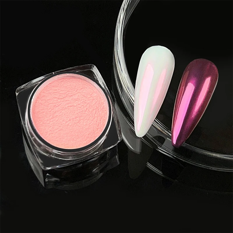 NICOLE DIARY Helles weißes Perlen-Nagelpulver, Mondlicht-Beschichtung, Spiegel, Aurora-Effekt, Pigmente, UV-Gel-Nagellack, Chrom-Staub-Nageldekoration