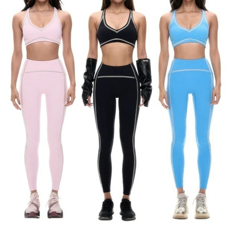

Комплект для йоги из 2 предметов, женский спортивный костюм, спортивный бюстгальтер, леггинсы для спортзала, костюм с эффектом пуш-ап, одежда для фитнеса, бега, быстросохнущий спортивный костюм для тренировок