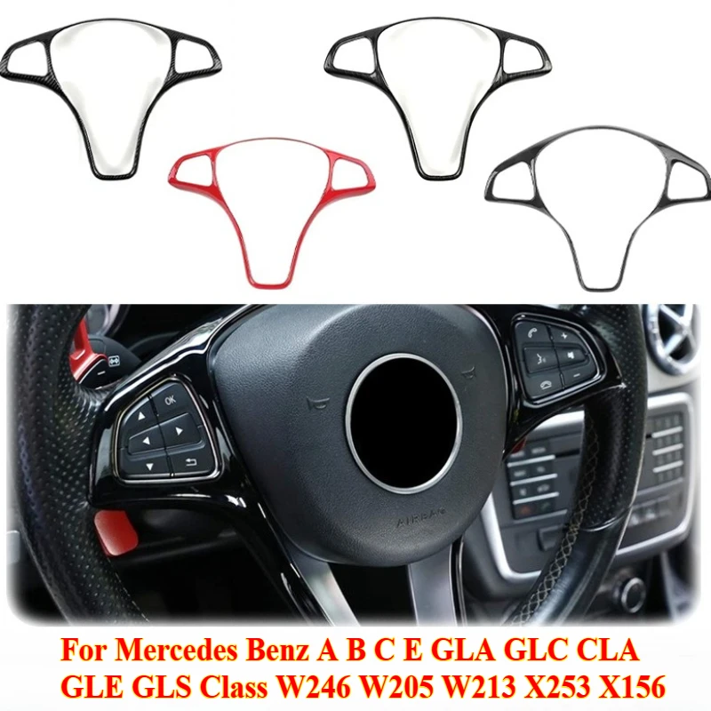

1PCS For Mercedes Benz A B C E GLA GLC CLA GLE GLS Class W246 W205 W213 X253 X156 Car Steering Wheel Cover Decoration Trim