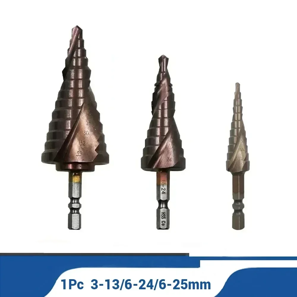 

Кобальтовое ступенчатое сверло M35/Co, 1 шт./комплект, конусное, шестигранное, спиральная канавка, стандартная точка, резак для отверстий из нержавеющей стали