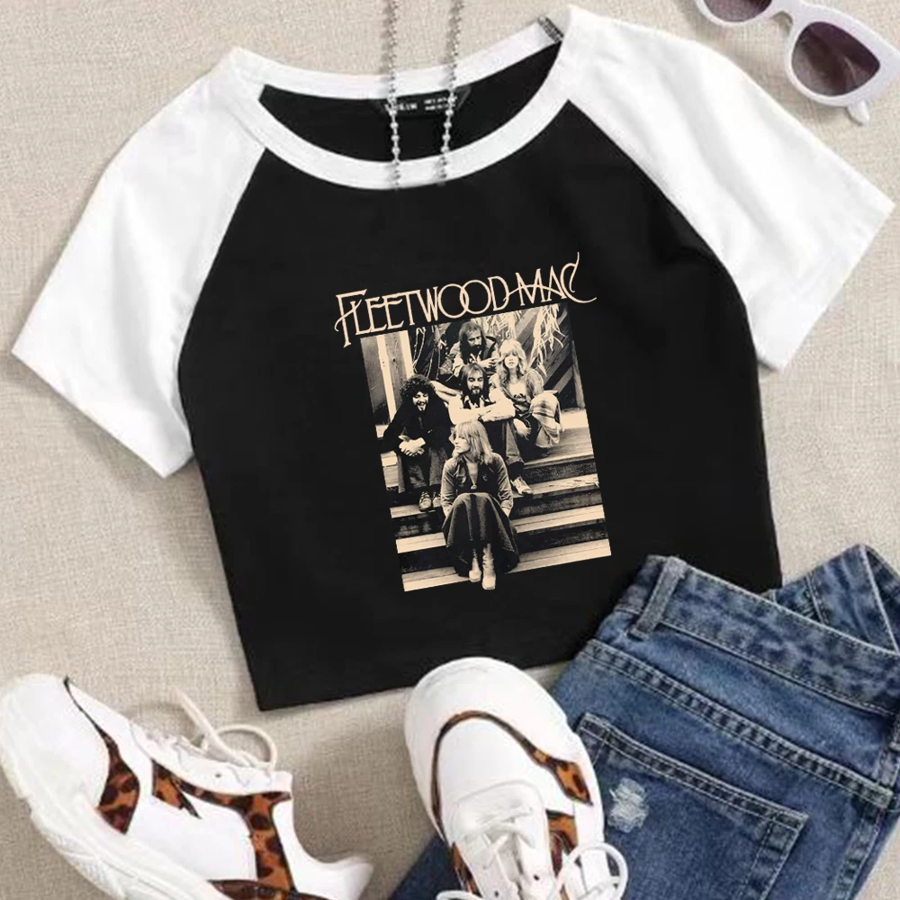 Fleetwood Mac Stevie Nicks 2024 Super-short Crop Tops O-Neck T-Shirt Girls Music Fans Gift Short Sleeves Regular Fashion