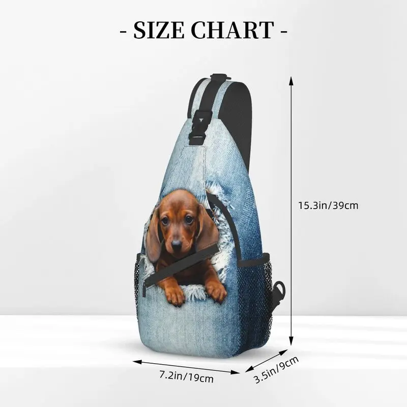 Mochila cruzada para el pecho para hombre, morral de hombro con diseño de perro salchicha, perro salchicha, Dachshund