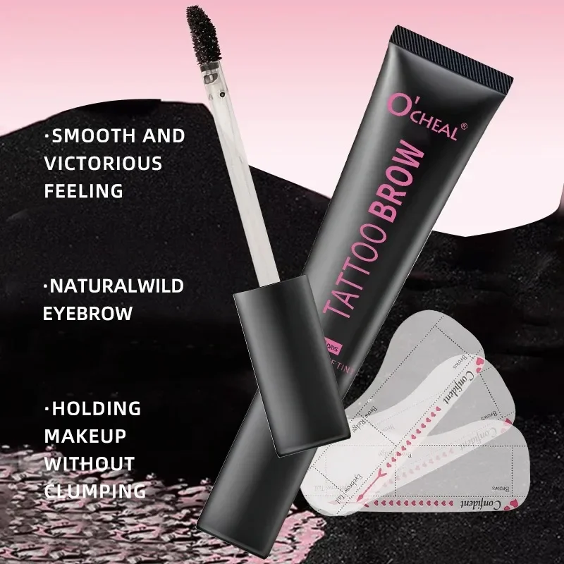 Teinte de tatouage imperméable pour sourcils avec pochoirs, couleur semi-permanente, dure jusqu'à 3 jours, facile à appliquer, aspect naturel longue durée
