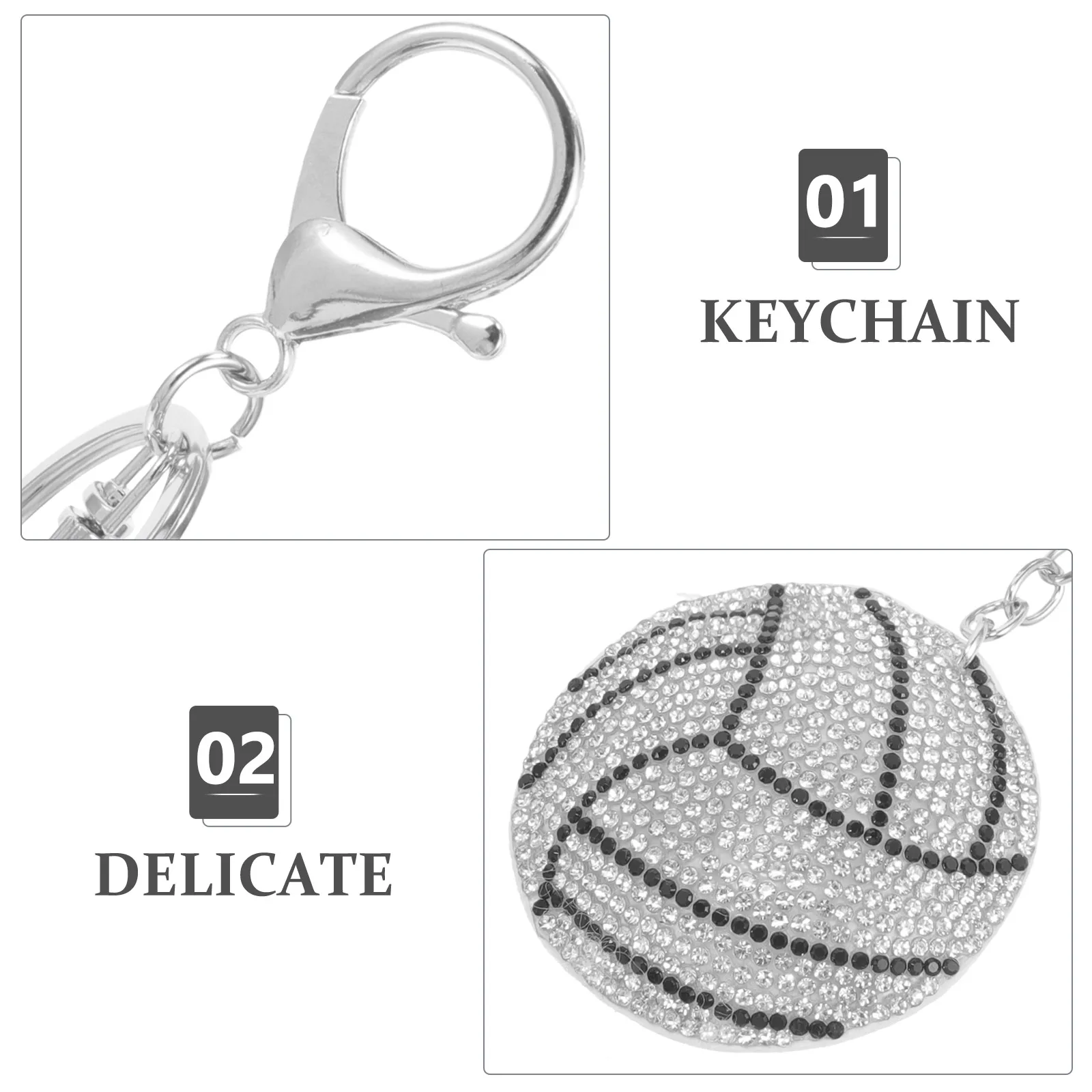 

Sparkling Volleyball Keychain Sturdy Zinc Alloy Key Ring Cute Portable Key Holder for Backpacks Sports Theme Decoration