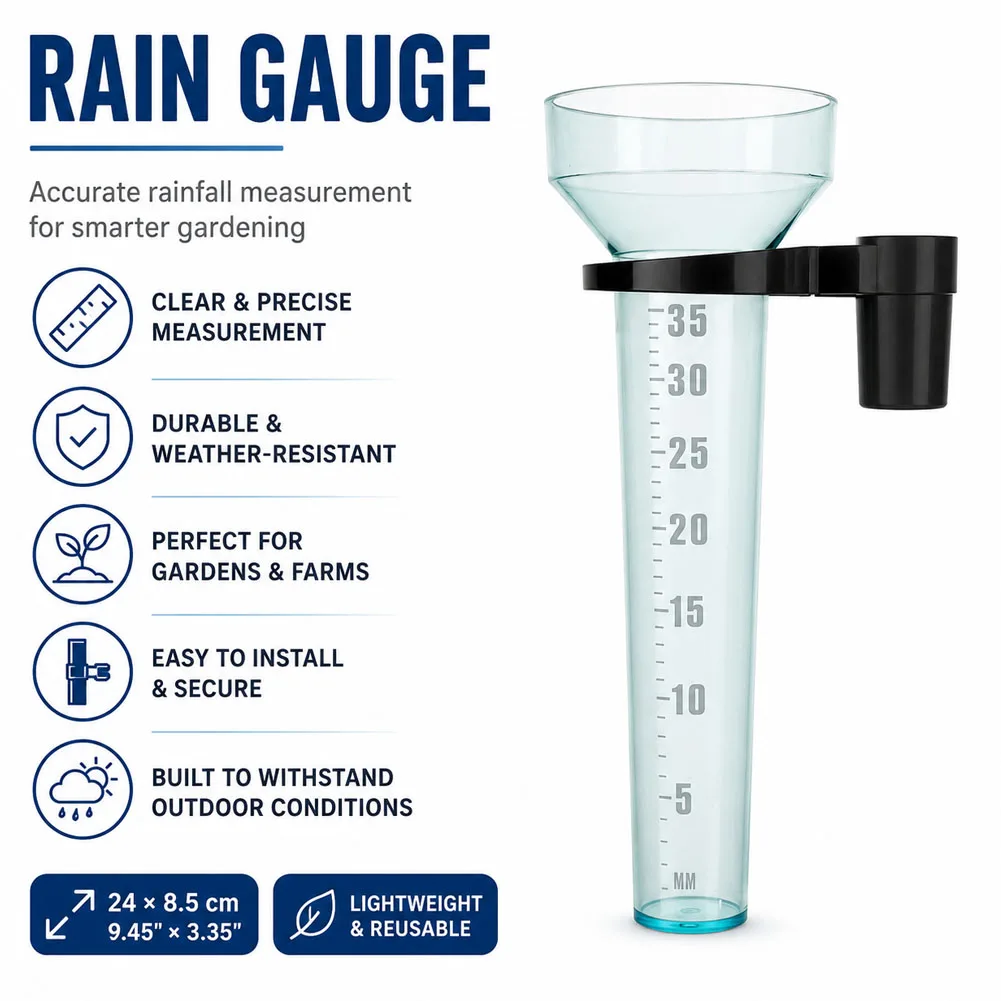 1/2pcs Plastic Rain Measuring Cup with 35mm Capacity Rain Meter Gauge Easy To Install for Lawn Farm Garden Settings Outdoor Use