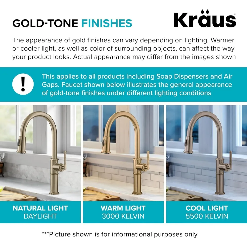 Kraus Britt Spot-Free Antik-Champagner-Bronze-Küchenarmatur im kommerziellen Stil, Modell KPF-1690SFACB