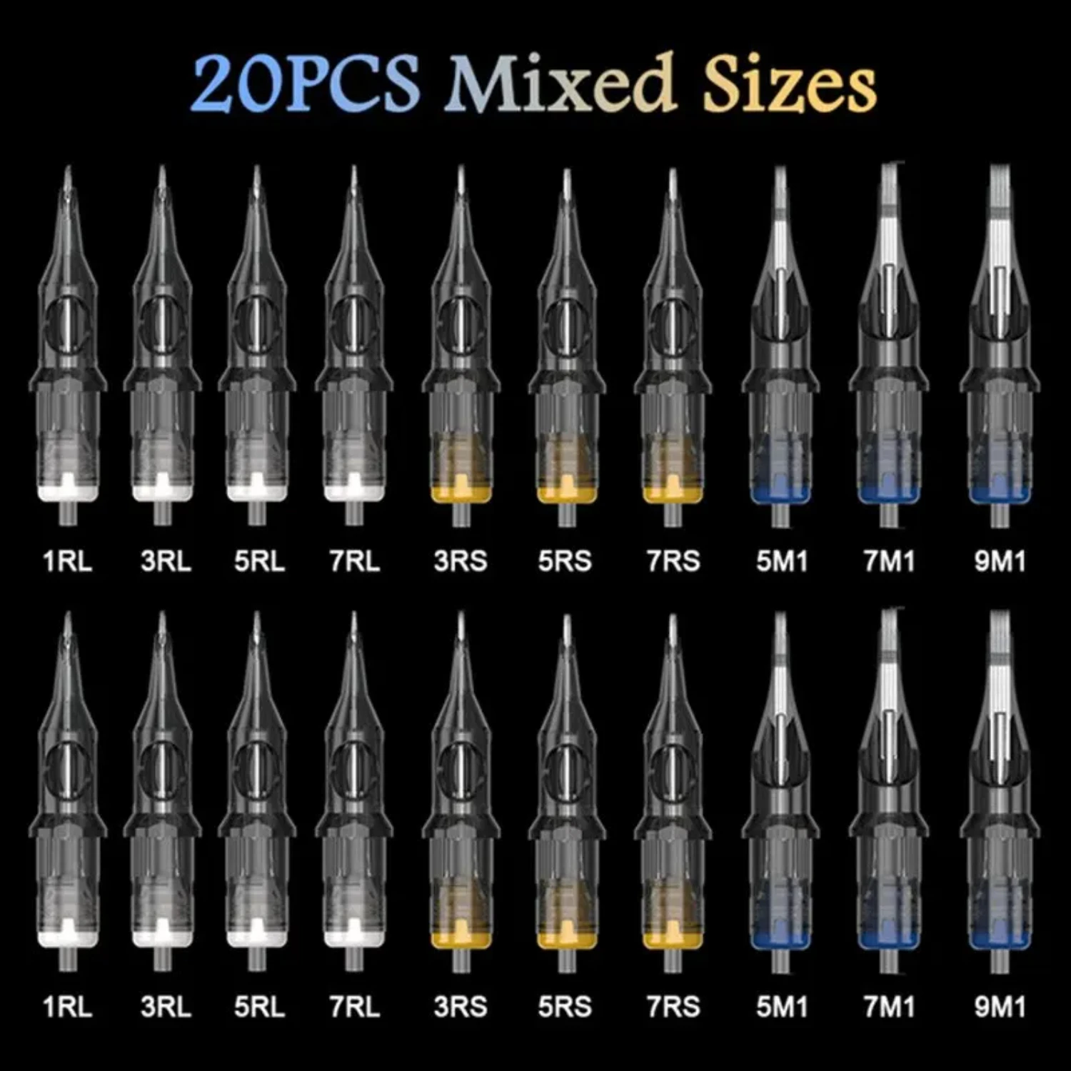 

20PCS Original Mixed Cartridge Tattoo Needle Disposable Sterilized Safety Tattoo Needle Cartridge Machines Grips