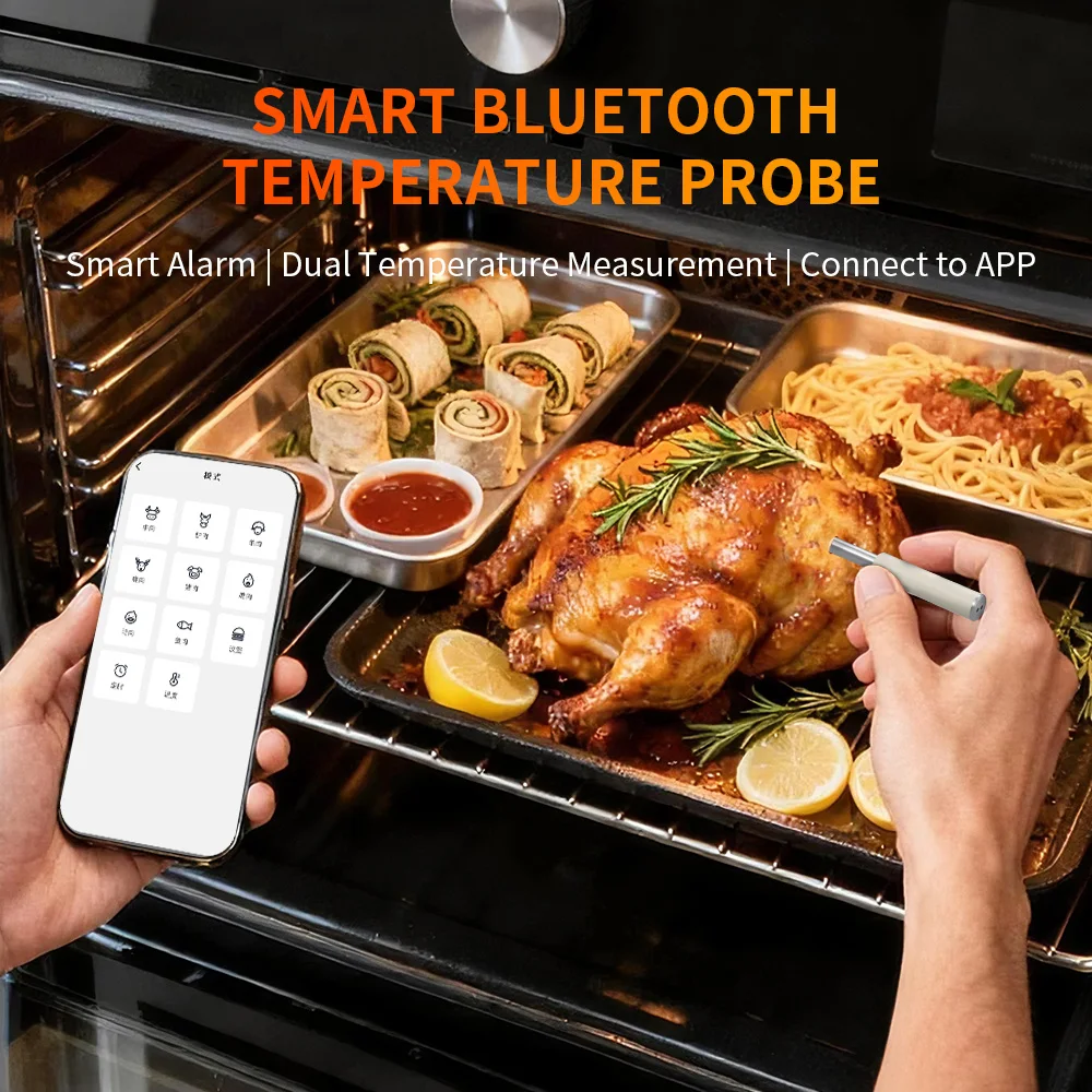 Интеллектуальный беспроводной термометр с Bluetooth для барбекю, мяса и продуктов, с мобильным мониторингом и точным измерением температуры