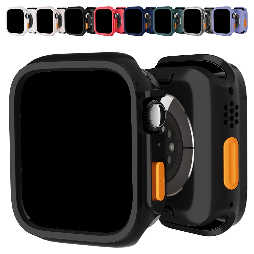 Rugged Cover For Apple Watch Case 9/8/7 45mm 44mm 41mm 40mm Soft TPU Bumper Protective Case for iWatch Series 6/SE 2/5 4 Shell
