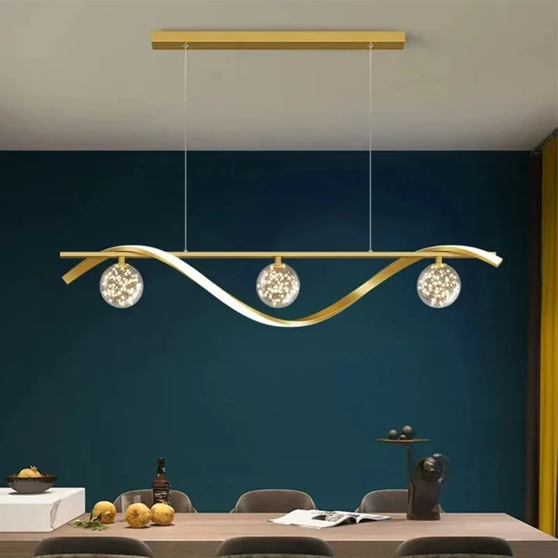 Modern LED Dining Room Pendant Lights Glass Ball Kitchen Hotel Bar Lamp Ceiling Home Indoor Decor Living Room Hanging Chandelier