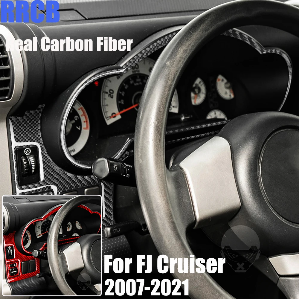 

Real Carbon Fiber Car Accessories Dashboard Speedometer Set Decorative Trim Cover Soft Sticker For Toyota FJ Cruiser 2007-2021