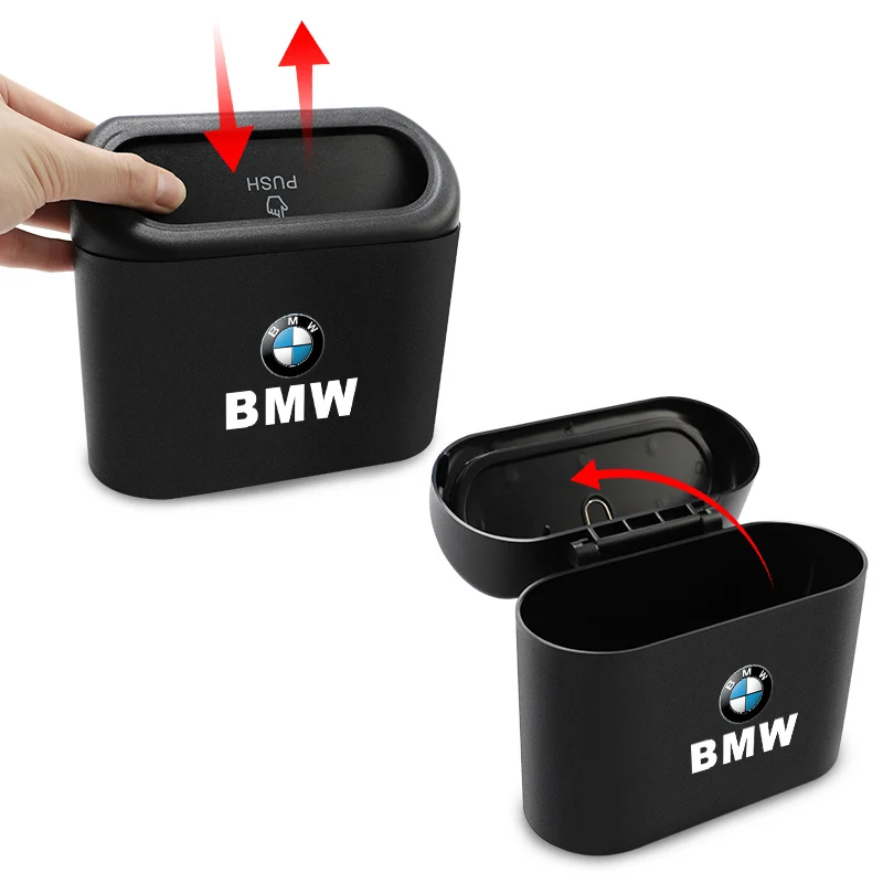 Car Interior Storage Trash Bin Push Can Mini Tray Dustbin Garbage Box For BMW Performance F30 F10 E90 F20 E46 E60 E70 E39 E36 X7