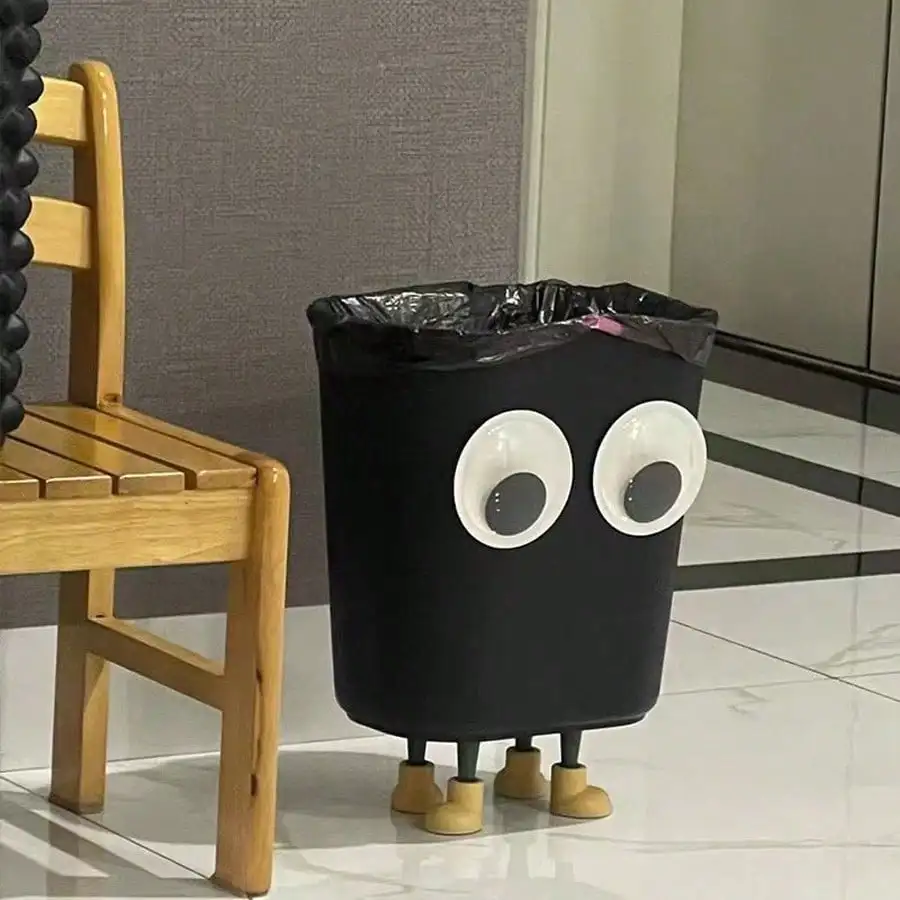 Cartoon Cute Big Eyes Trash Can Home Office Rubbish Bin Bathroom Garbage Bag Container Waste Bucket Kitchen Dustbin