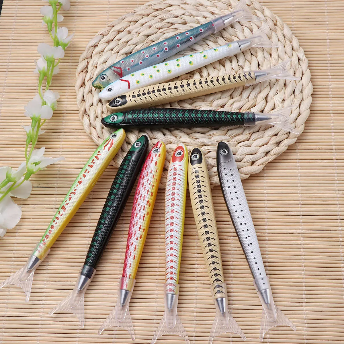 

10Pcs Fish Design Ballpoint Pen Ocean Stationery Pen Creative School Office Black Ink Random Pattern Unique Gift for
