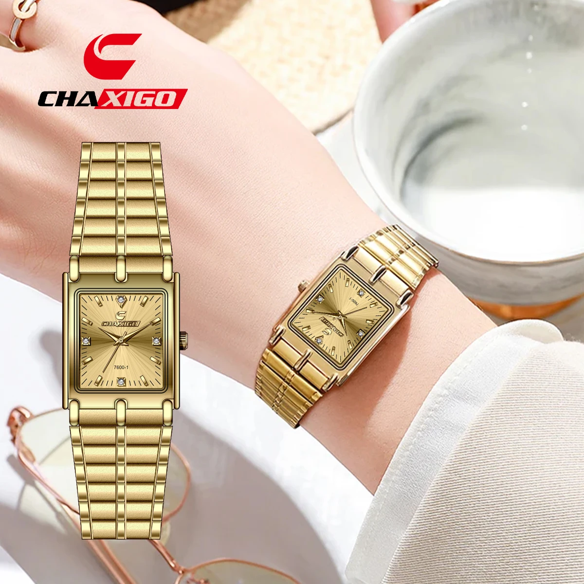 ساعة CHAXIGO الكلاسيكية للزوجين - مقاومة للماء حتى 30 مترًا، وجه زجاجي معدني، سوار فولاذي، تصميم خالد، ساعة مكتبية/كاجوال