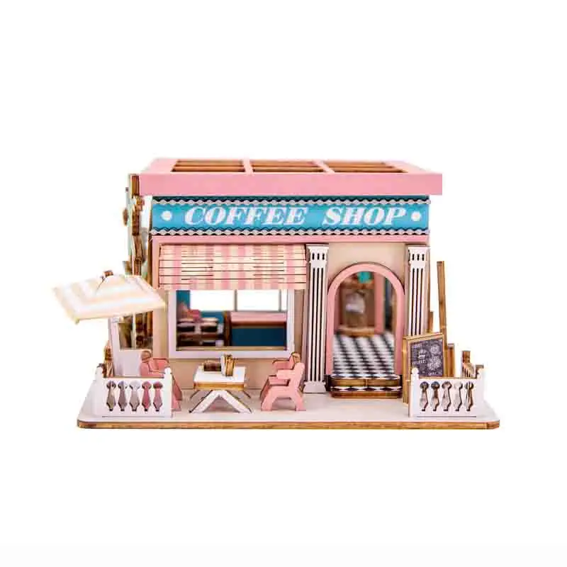 Casa de madera pequeña hecha a mano para niños, rompecabezas de madera 3D, modelo de construcción, rompecabezas creativo, juguete para regalo