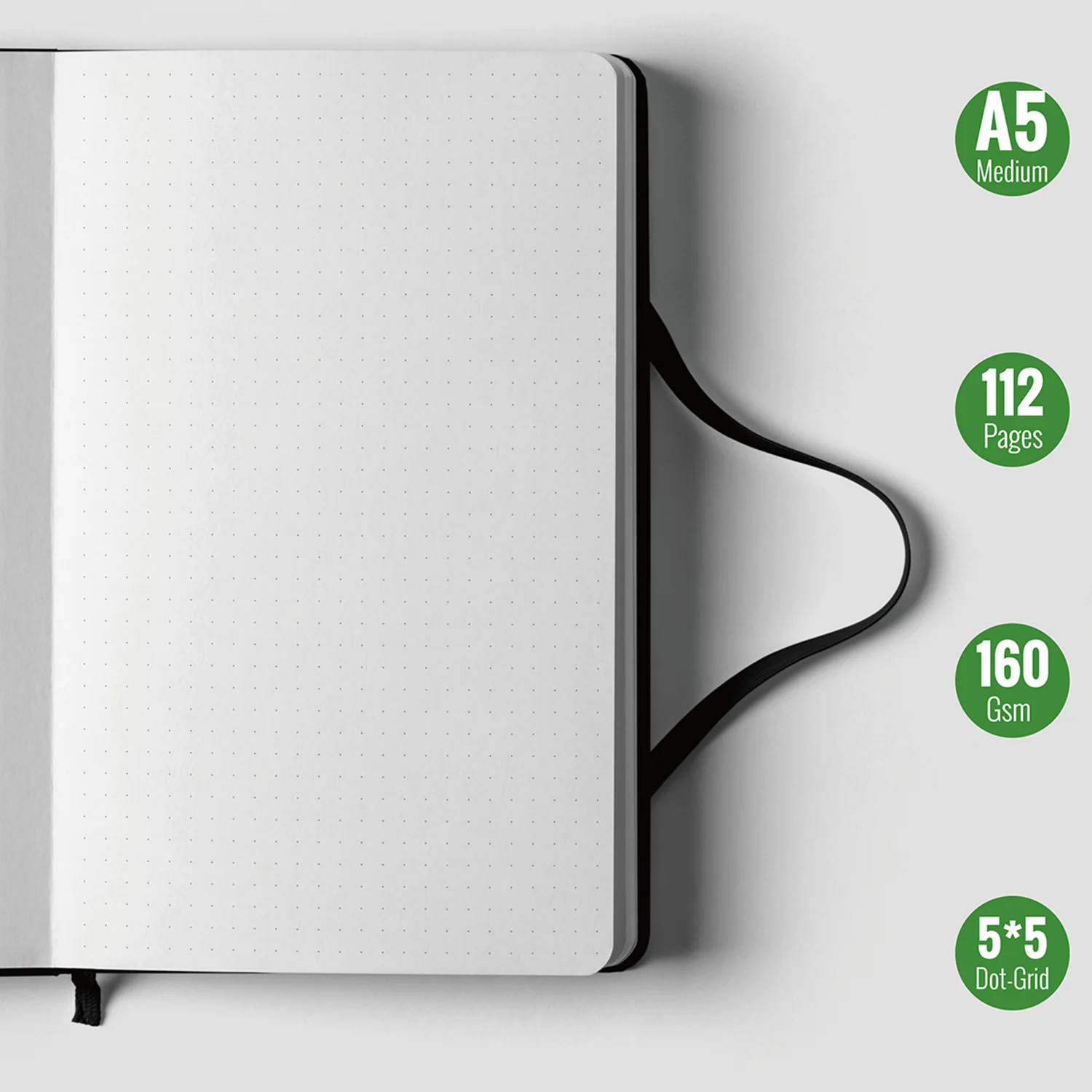 BUKE Dotted Journal Pocket Travel Size Dot Grid Notebook, 160 g/m2 dickes weißes Bambuspapier, 112 Seiten, 5 x 5 mm DOT-GRID – Detail 2