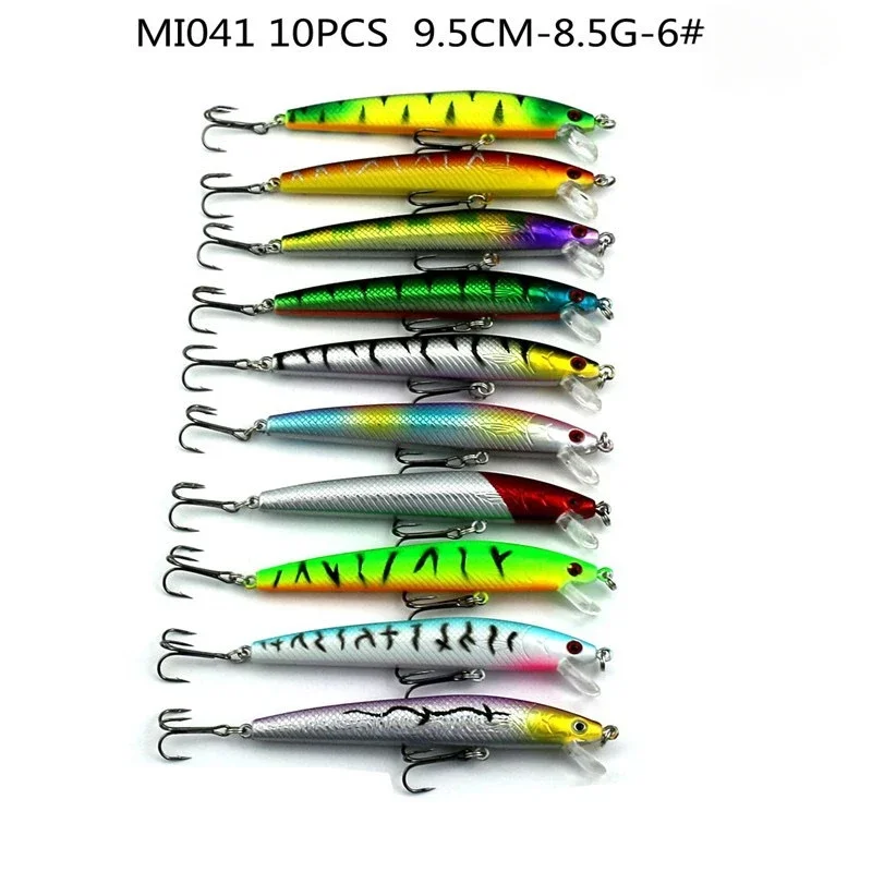 

10 Pcs Minnow Lure Bait Set Floating Loyal Fake Bait Bionic Plastic Fishing Lure Set Stream Allure Fish Ocean River Rock Fish