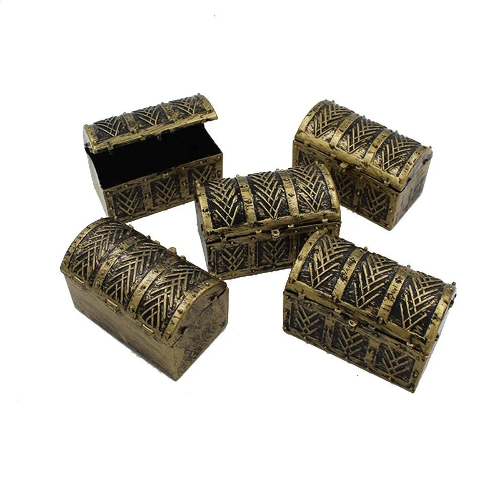 100Pcs Mini Pirate Treasure Chests Box Vintage Pirate Jewelry Storage Box Party Supplies Decor Store Gold Coins Gems