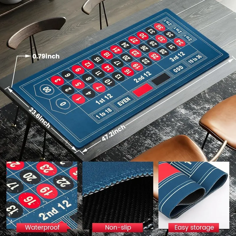 مجموعة عجلات الروليت مقاس 11 بوصة: عجلة الروليت الصلبة مع 47.2 * 23.6 بوصة تخطيط طاولة الروليت حصيرة اللباد 100 قطعة ABS #4