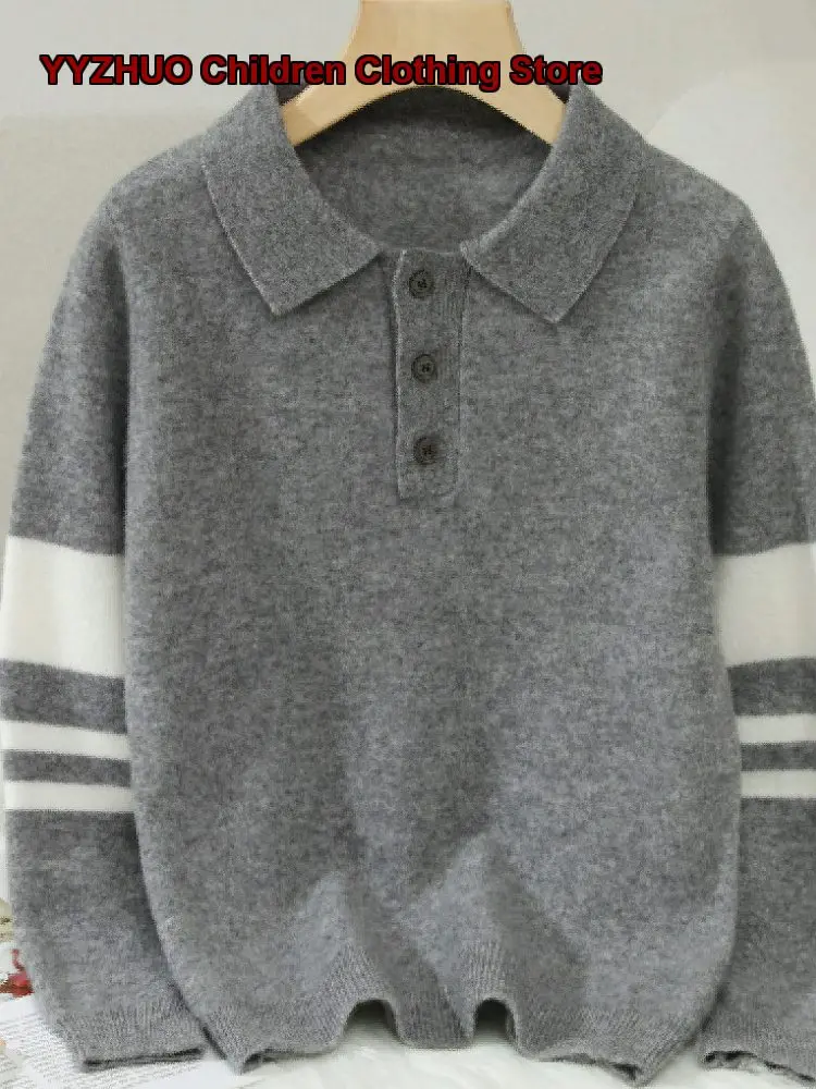 punto con cuello polo para niños y niñas, forrado de lana, transpirable, para otoño e invierno, capa base para bebés.