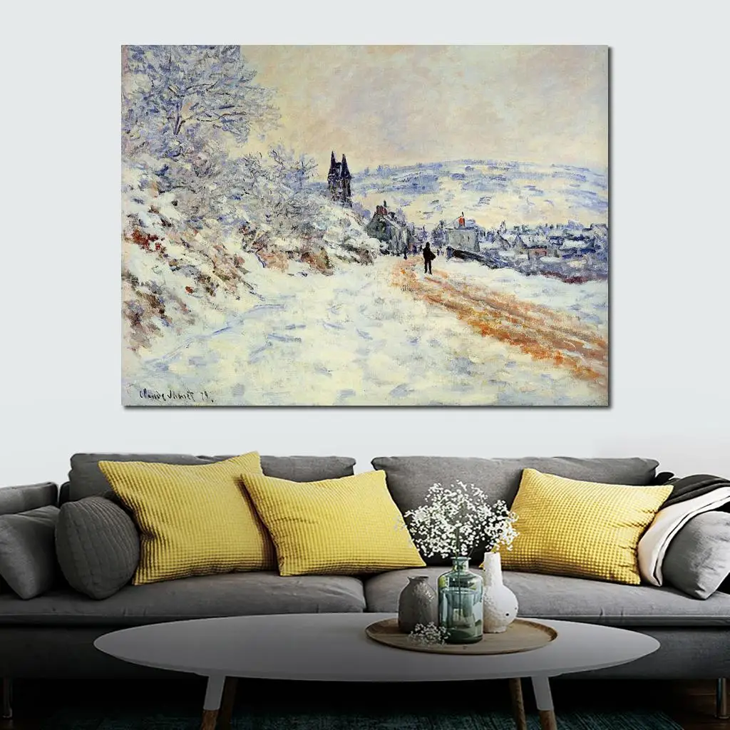 

The Road to Vetheuil Snow Effect Claude Monet Paintings Home Decor Hand Painted Classic Art Reproduction