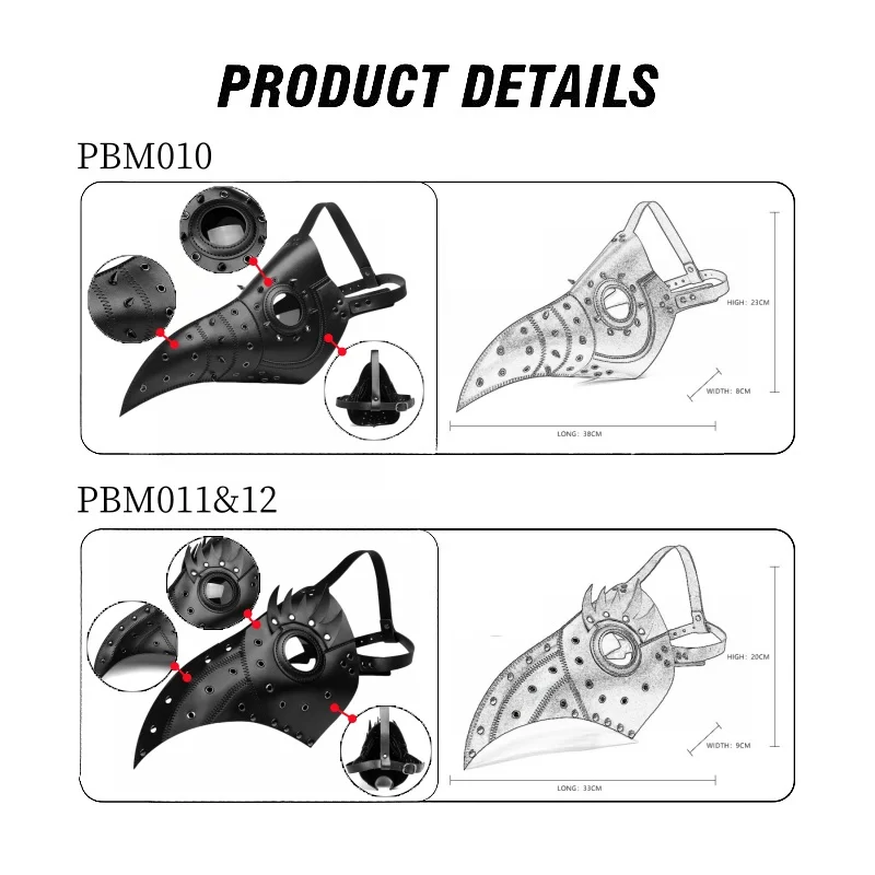 صنم هود مع فريدة من نوعها الرجعية Steampunk مبالغ فيها قناع الطيور الأنف الطويل للكبار تأثيري هالوين ملابس تنكرية للحفلات الجنس لعب #4