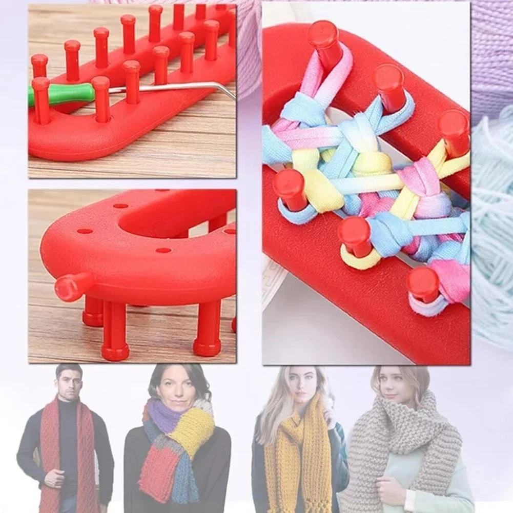 مستطيلة الحياكة تلوح في الأفق عدة مع الكروشيه السنانير النسيج وشاح سترة قبعة شال خياطة آلة الحياكة DIY بها بنفسك اليدوية #6