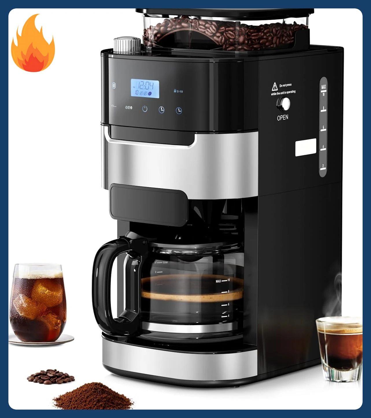 

[Discounted Price!]Grind & Brew Drip Coffee Maker, 10-Cup Coffee Machine with Grinder Built In, Programmable with Brew Strength,