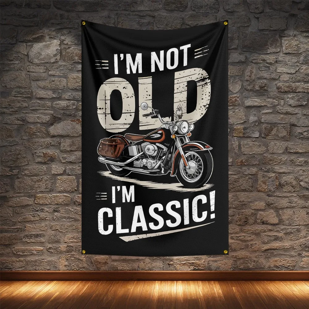 Route 66 Motorcycle Banner Polyester Open Road Biker Decor Garage Wall Art Gift Enhance spatial aesthetics without flagpole