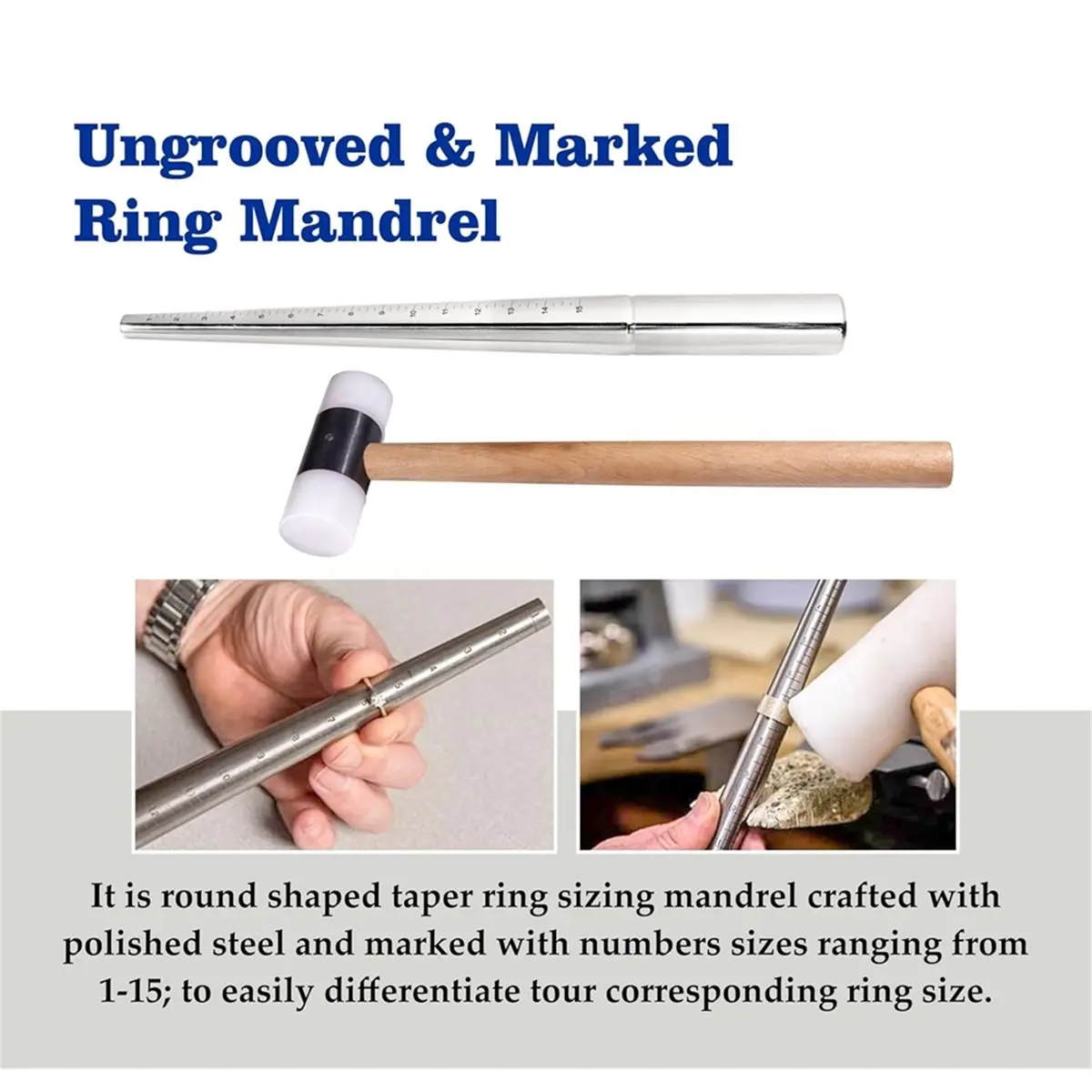 Jewelers Tools Set Ring Sizer Mandrel Measuring Tool Jeweler'S Jewelry Tools Metal+Wood