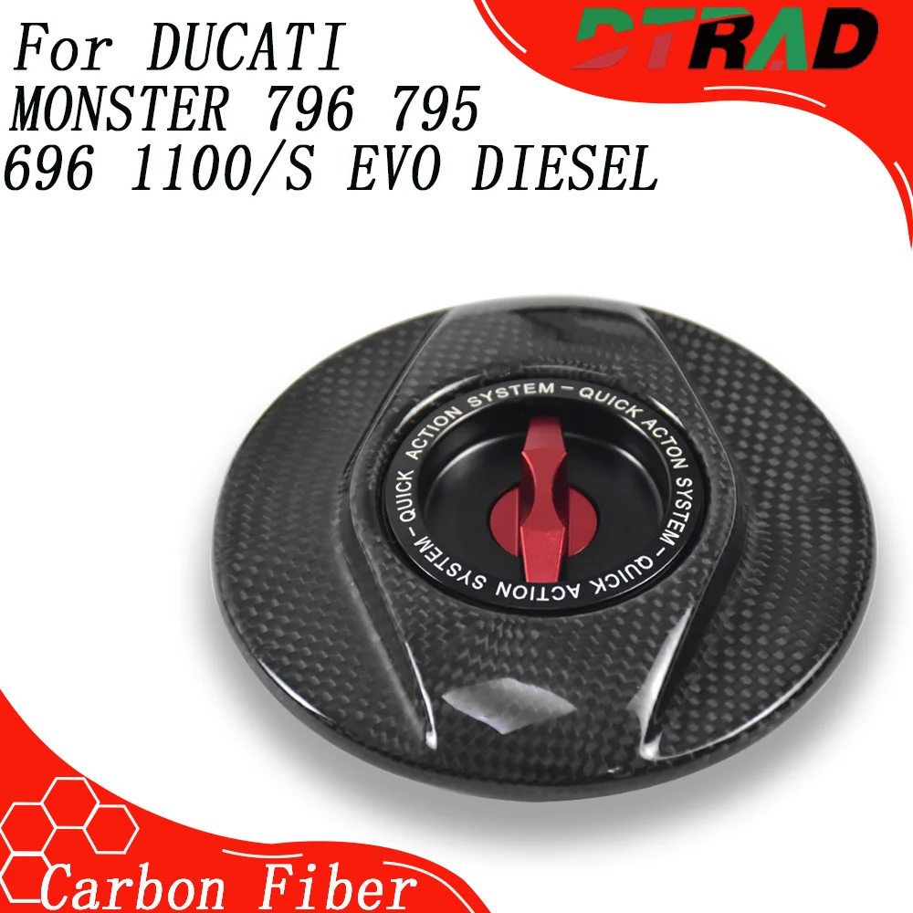 

For DUCATI MONSTER 796 696 795 2009-2014 1100/S EVO DIESEL Carbon Fiber Keyless Petrol Tank Cap Motorcycle Fuel Filler Cover