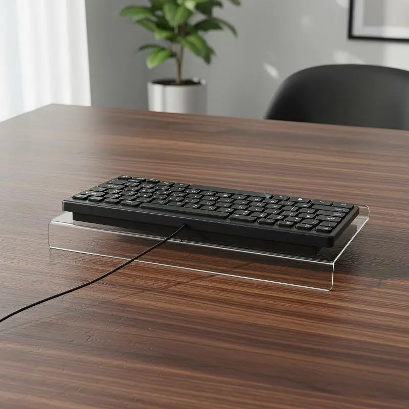 Ergonomic Tilted Clear Acrylic Keyboard Stand, PMMA Height‑Adjustable Desktop Tray for Home & Office Typing Use