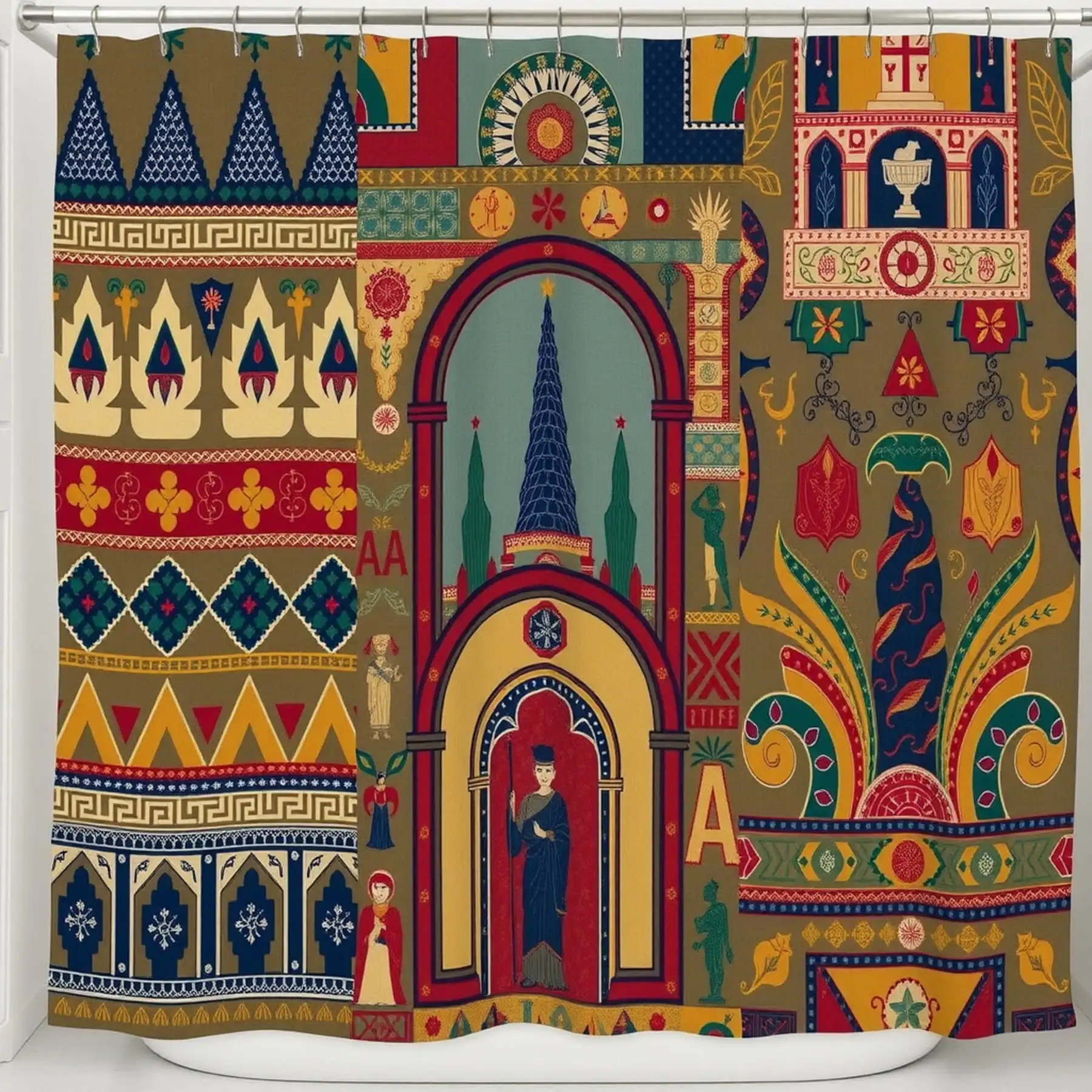 

Royal Medieval Fantasy Waterproof Shower Curtain - Intricate Castle & Knight Design for a Majestic and Timeless Bathroom Decor