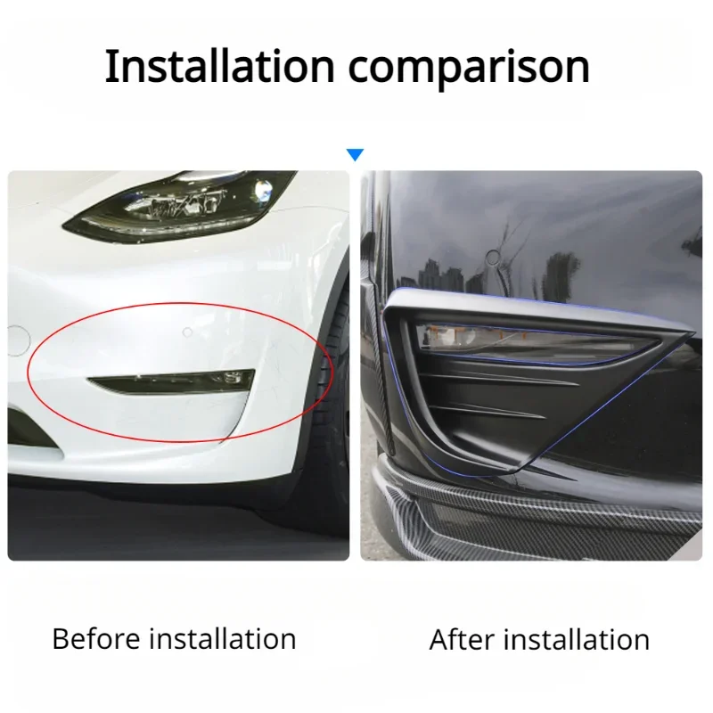 Tesla modeli Y için ön sis işık ayar kapağı sis lambası Spoiler Blade Trim koruyucu kapak Tooth diş rüzgar bıçak ABS dekorasyon