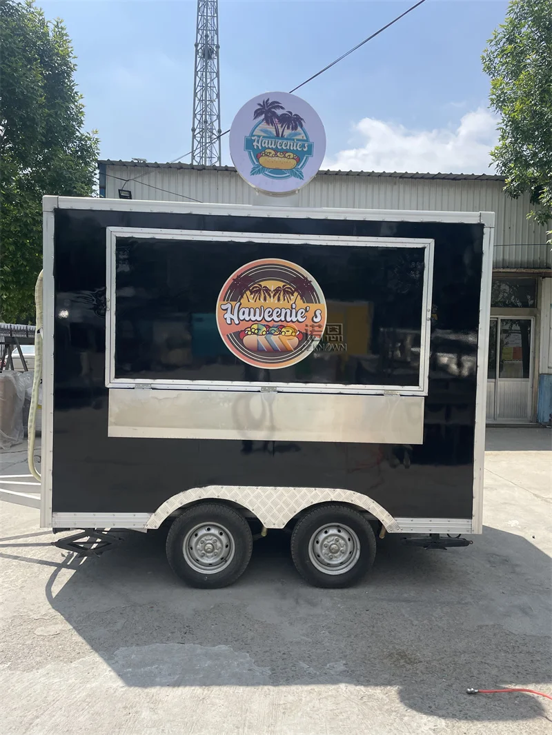 Remorque de nourriture de cuisine Mobile américaine 9,2 pieds, four à Pizza, chariots de nourriture et remorques de nourriture, Bar à café glacé entièrement équipé