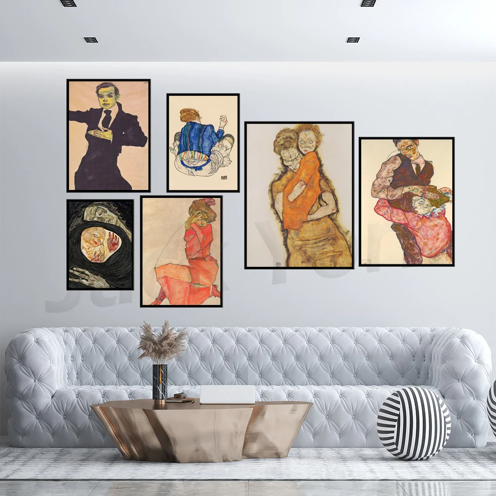 Egon Schiele - Max Oppenheimer (1910) - لوحة شهم ملصق طباعة ديكور فني جداري للمنزل عتيق #3