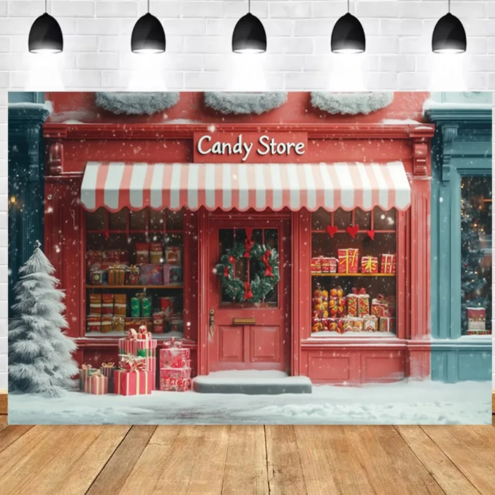 Christmas Candy Toy Store Christmas Tree Gift Theme Banner Background, Birthday Party Decoration Photography Background Cloth