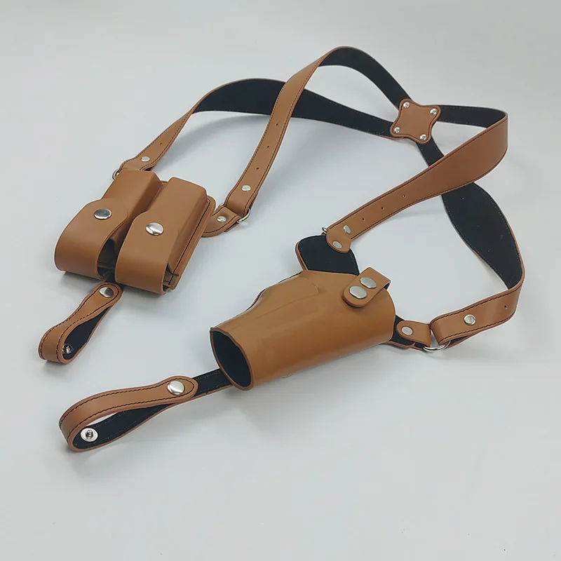 Concealed Tactical Hunting Underarm Holster PU Leather Gun 1911 Glock 17 19 31 Holster with Double Magazine Pouch - view 4