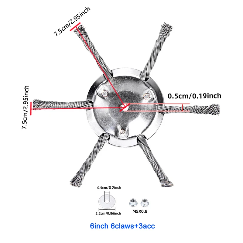 6-Claw/3-Claw Trimming Head with Mounting Hole M5.5Mm/0.22Inch, Includes 3 Accessories, Lithium Battery Lawn Mower Trimming Head, Steel Wire Material, Sturdy and Durable, for Garden Trimming and Lawn Mowing