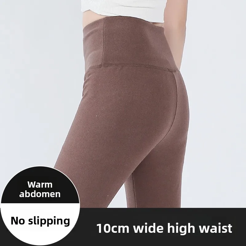 Pantalon taille haute Double face pour femme, vêtement chaud d'hiver, Protection des genoux, taille haute, automne