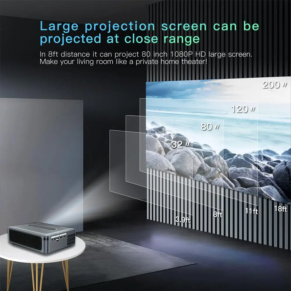 Topleo Phone Mirroring LCD Projector Home Theater Office Home Education Hotel Movie Beamer Hd 1080p Android Projector