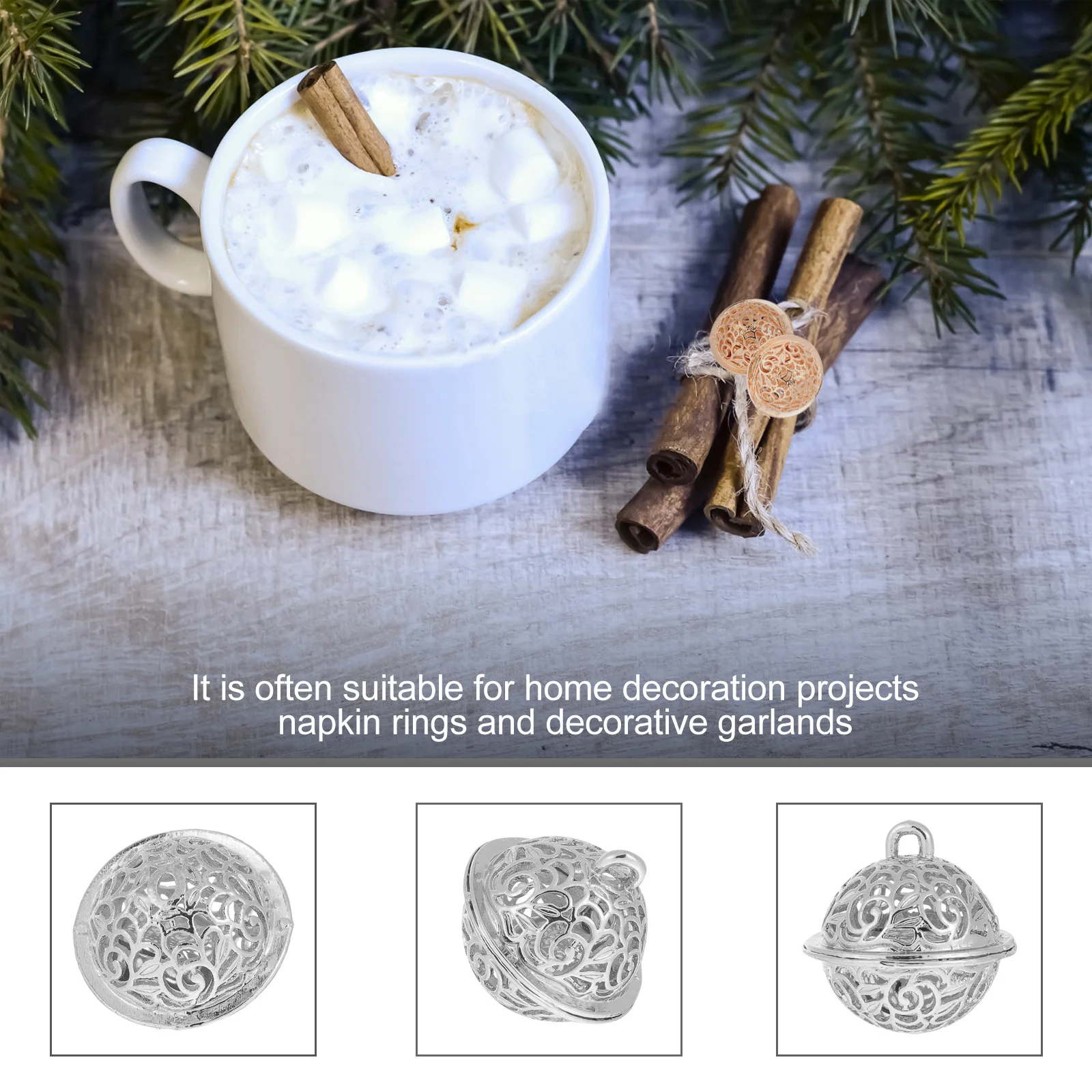 

10pcs Electroplated Hollow-Out Bells Tin Alloy Christmas Hanging Decoration Key Chain Pendant Diy Craft Accessories Purse