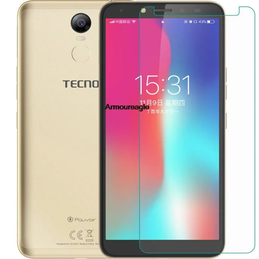 

tempered glass for tecno pouvoir2 /pouvoir 2 pro la7 glass 9h protective film guard clear screen protector phone cover