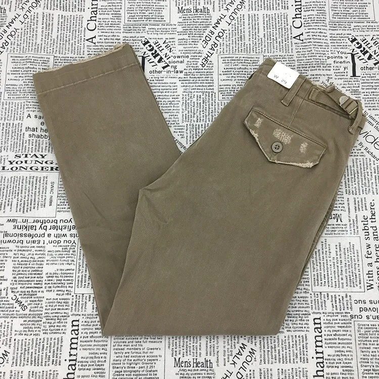 Autumn Heavyweight 97% Cotton Straight Cargo Pants Men's Loose Fit American Vintage Workwear Distressed Lumberjack Style Carbon